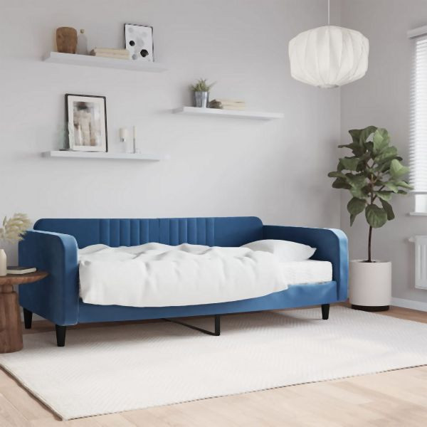 vidaXL Tagesbett mit Matratze Blau 100x200 cm Samt, 3197045