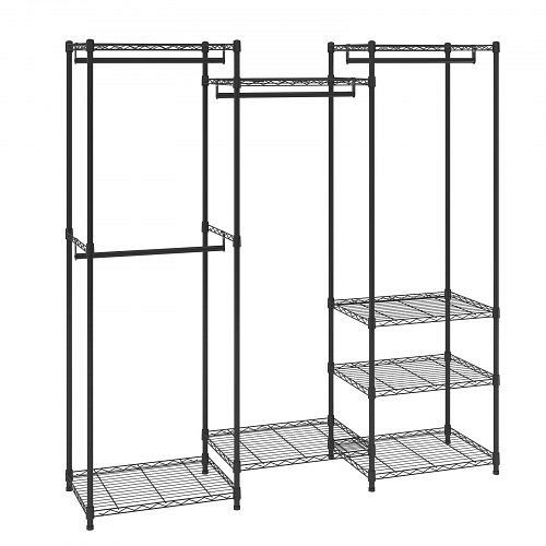 VEVOR Mobiler Kleiderständer Garderobenständer 362 kg Belastbar, Freistehender Kleiderständer 174x180x45 cm 3 Kleiderstangen, FZKCYJ6878348I8KKV0