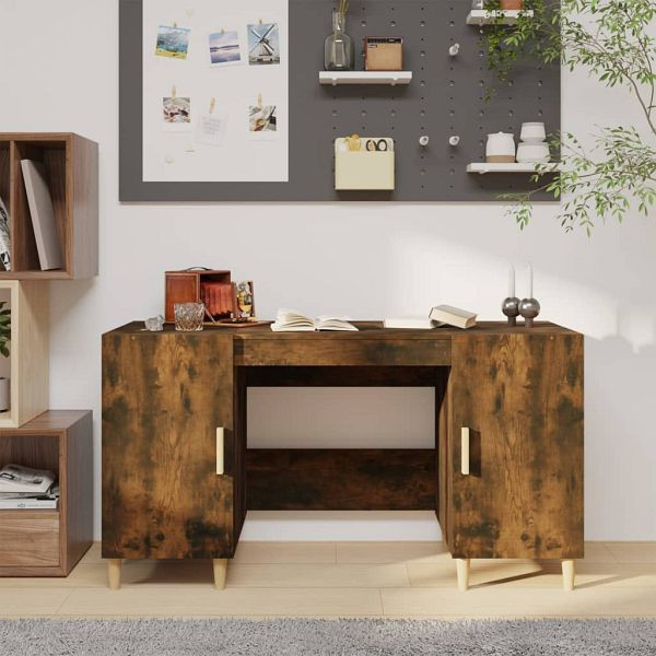 vidaXL Schreibtisch Räuchereiche 140x50x75 cm Holzwerkstoff, 817549