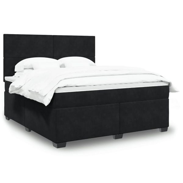 vidaXL Boxspringbett mit Matratze Schwarz 180x200 cm Samt, 3293274