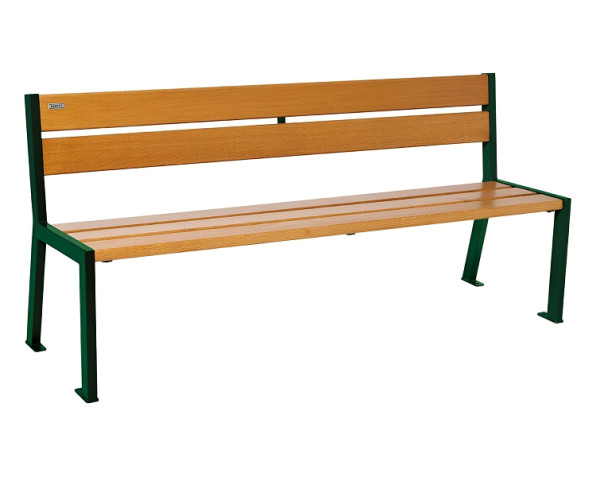 Procity Sitzbank Silaos 5 Holzlatten, 1800 mm, Ohne Armlehne, Holz & Stahl, helle Eiche/RAL 6005, 209502.6005.CHEC