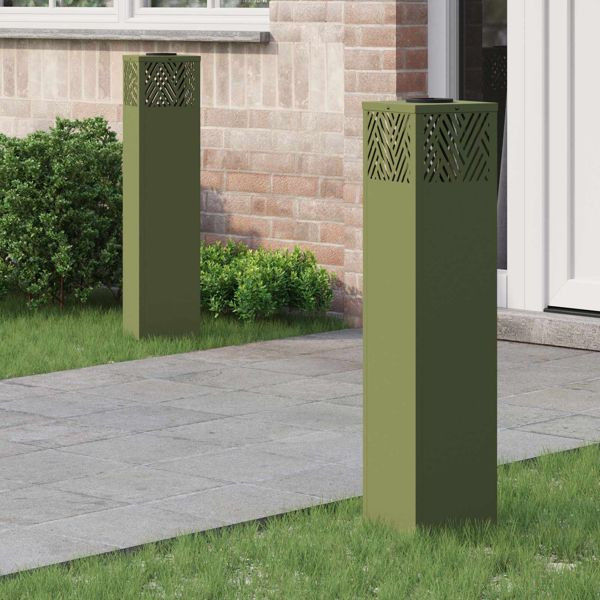 vidaXL Solar LED Weg Licht 2 pcs Olive Grün Kalt gewalzter Stahl, 879733