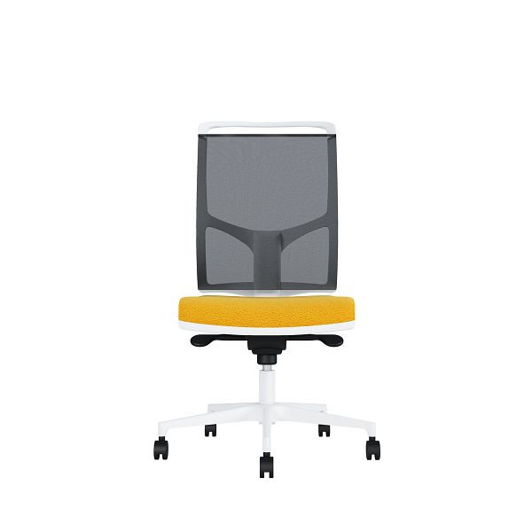 Bisley Bürodrehstuhl Zed, Weißes Kunststoff, Ohne Armlehnen, Fußkreuz aus Kunststoff, NE0053 gelb, ZEDKSWNE0053