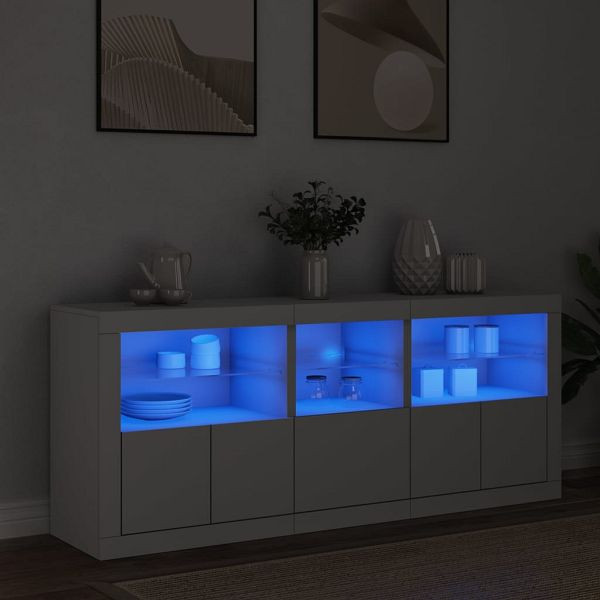 vidaXL Sideboard mit LED-Leuchten Weiß 162x37x67 cm, 3208995
