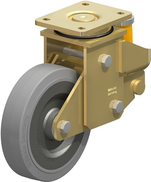 Blickle LSFE-SE 200K-SG Stahlgeschweißte Schwerlast-Lenkrolle mit Polyurethanfeder, Elastik-Vollgummi, Grau, 669101