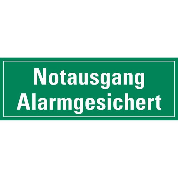 Stein HGS Aufkleber Notausgang Alarmgesichert, grün (langnachleuchtend), 30773