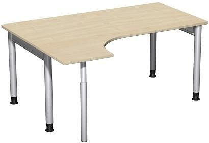 geramöbel PC-Schreibtisch links höhenverstellbar, 1600x1200x680-820, Ahorn/Silber, N-657308-AS