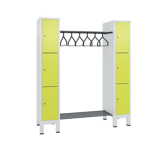 C+P Garderobe Evolo, 6 Fächer, H1850xB1591xT500 mm, Lichtgrau/Viridingrün, 48406-00 S10293