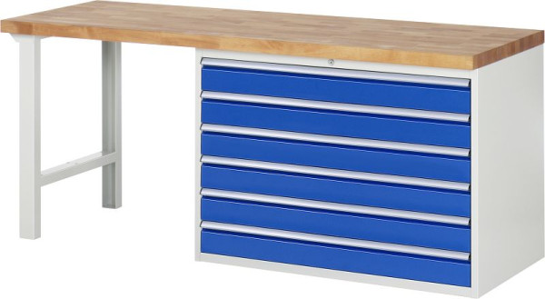 RAU Werkbank Serie 7000 - Modell 7716, B2000 x T700 x H890 mm, Systemunterbau B2000 x T650 x H850 mm, 03-7716A1-207B4M.11
