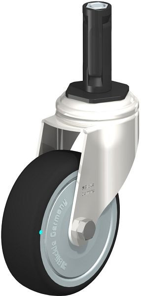 Blickle LKRXA-PATH 101KD-11-FK-EXR12 Edelstahl-Apparate-Lenkrolle mit Expander, Thermoplastisches Polyurethan, Grau, 853457