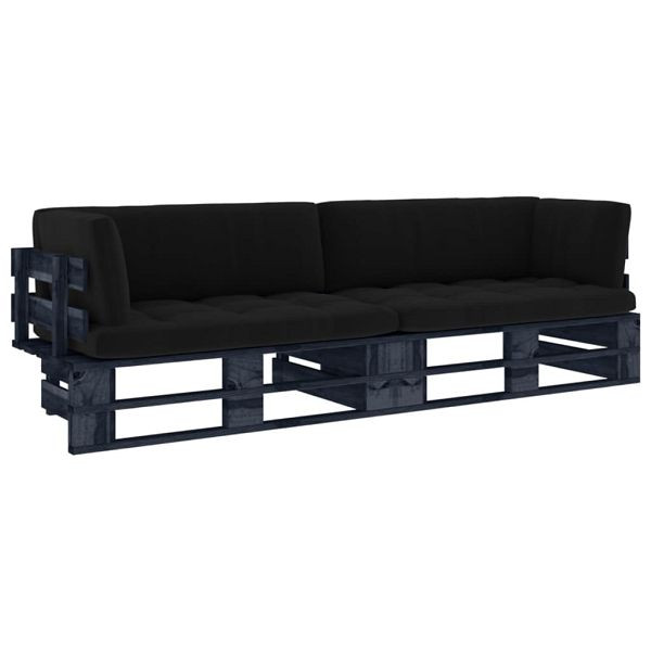 vidaXL 2-Sitzer-Palettensofa Schwarz Imprägniertes Kiefernholz, 3066656