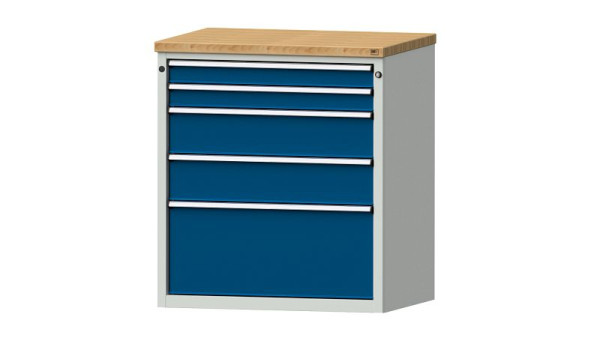 ANKE Werkbänke Schubladenschrank, Modell 3009 V, 915 x 700 x 1020 mm, RAL 7035/5010, BMP 40 mm, 611.217