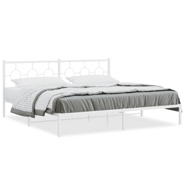 vidaXL Bettgestell mit Kopfteil Metall Weiß 193x203 cm, 376281
