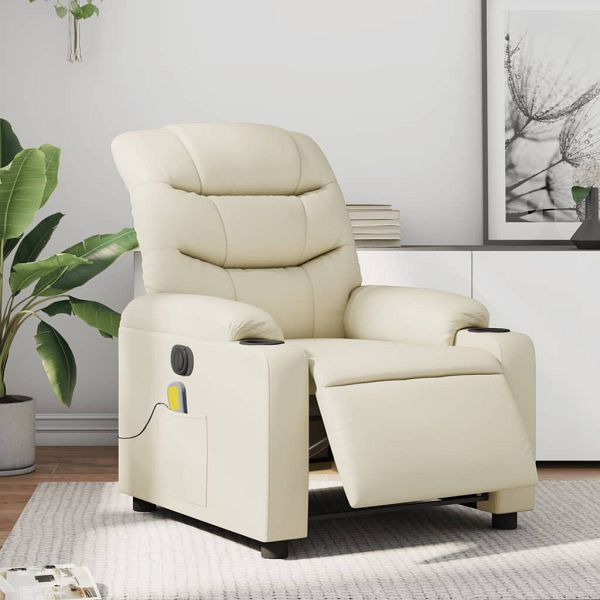 vidaXL Massagesessel Elektrisch Creme Kunstleder, 3206593