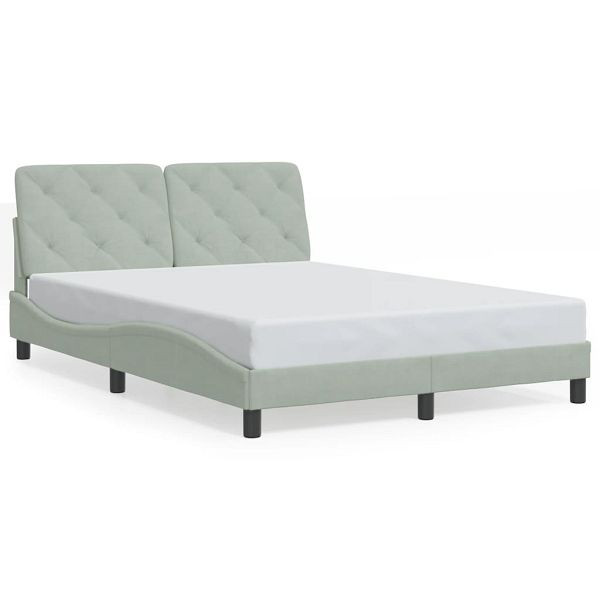 vidaXL Bettgestell mit Kopfteil Hellgrau 140x190 cm Samt, 3207917