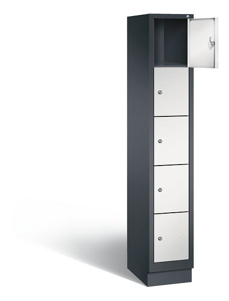 C+P Schließfachschrank Evolo, H1800xB320xT500mm, Farbe: Schwarzgrau / Lichtgrau, 48020-105 S10033