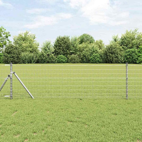vidaXL Eurozaun Silber 0,6 x 25 m Feuerverzinktes Eisen, 42004667