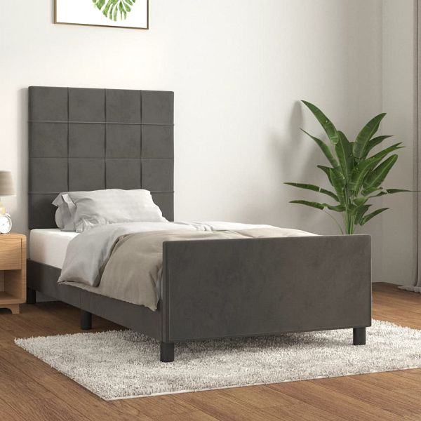 vidaXL Bettgestell mit Kopfteil Dunkelgrau 90x190 cm Samt, 3125728