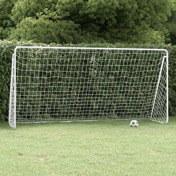vidaXL Fußballtor mit Netz Weiß 366x122x182 cm Stahl, 93371