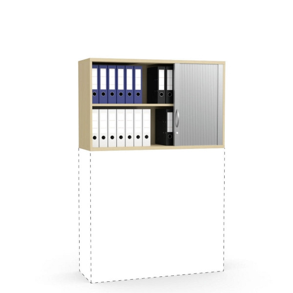 Deskin Rollladen-Aufsatzschrank MULTI M pro, Dekor: Buchedekor, BxHxT: 1200 x 750 x 420 mm, 257426