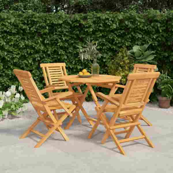 vidaXL 5-tlg. Garten-Essgruppe Massivholz Teak, 3155026