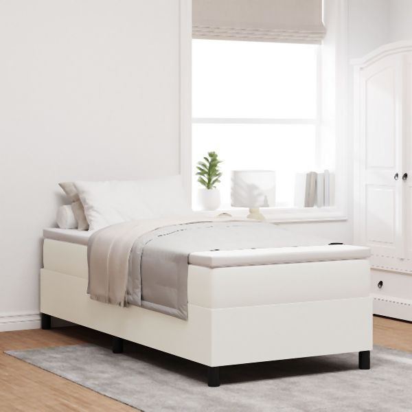 vidaXL Boxspringbett Creme Einzel Cord Stoff, 3337384, 8721158292216