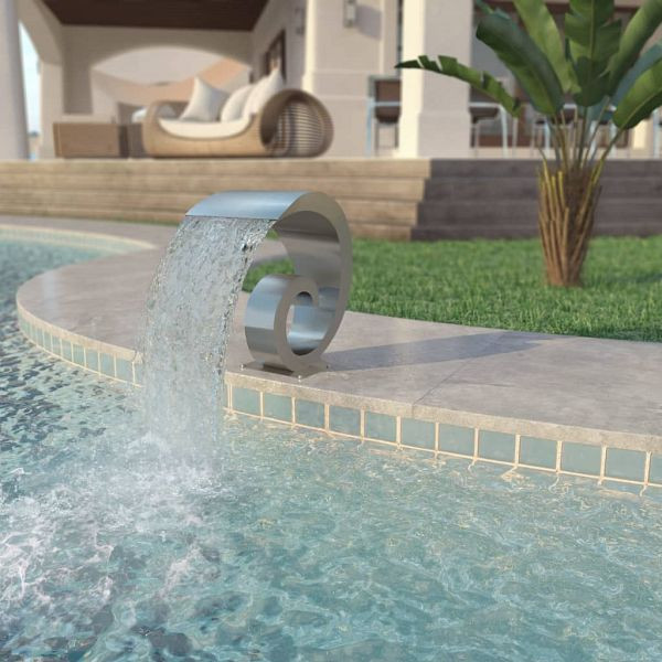 vidaXL Pool-Wasserfall Edelstahl 50x30x53 cm Silbern, 43693