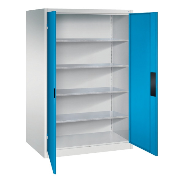 C+P Flügeltürenschrank Acurado, H1950xB1200xT800mm, 7035/5012, Traglast 110 kg, 8934-052 S10170
