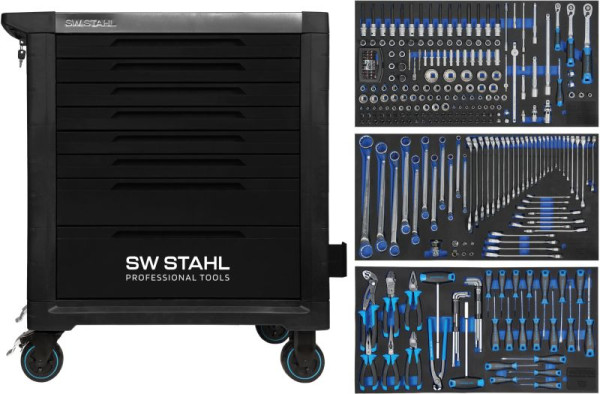 SW-Stahl Profi-Werkstattwagen TT802, schwarz, bestückt, 304-teilig, Z3209