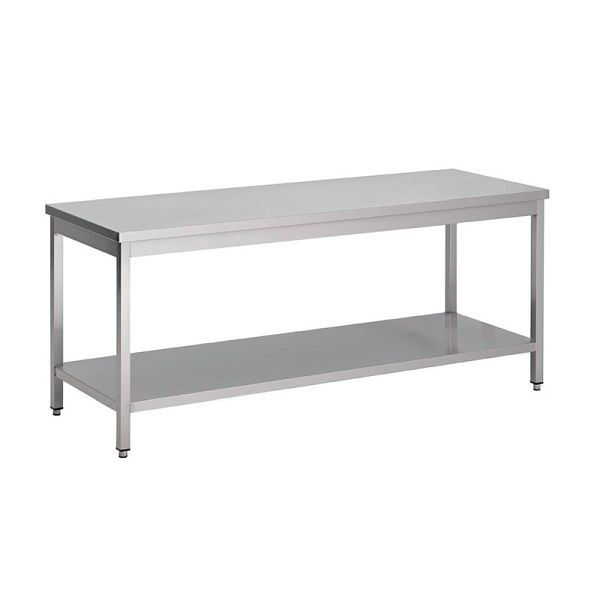 Gastro M Arbeitstisch mit Regalboden 70x60x85cm, Edelstahl, GS001