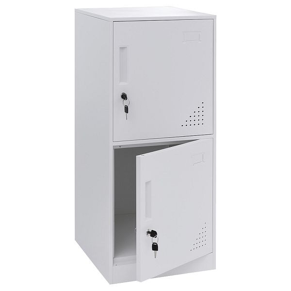 Mendler Spind HWC-P63, Schließfach Wertfachschrank Schließfachschrank 2 Türen, 90x38x45cm Stahl, weiß, 122509