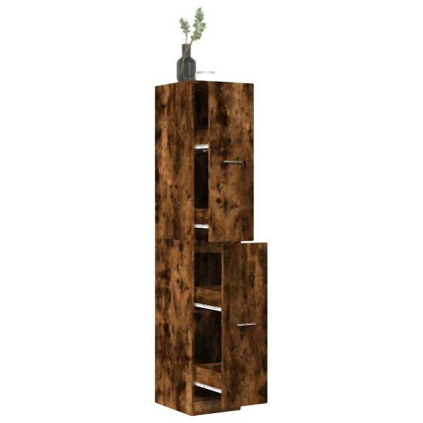 vidaXL Apothekerschrank Räuchereiche 30x41x174,5 cm Holzwerkstoff, 3309631