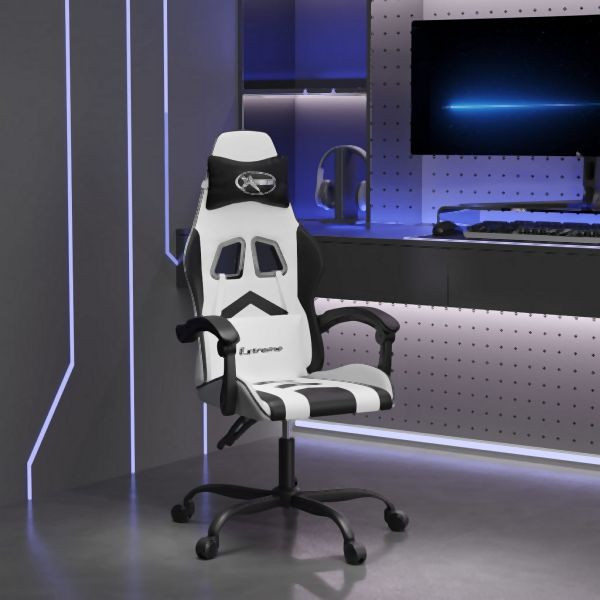 vidaXL Gaming-Stuhl Weiß und Schwarz Kunstleder, 3143900