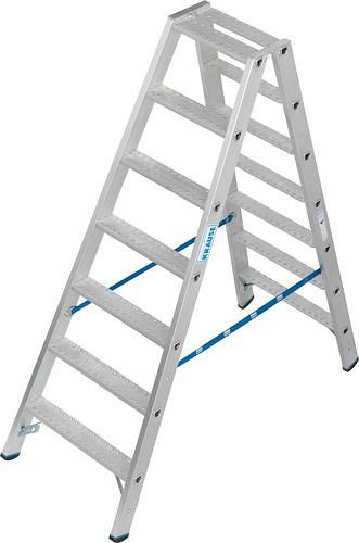Krause Stufenstehleiter aus Aluminium, beidseitig begehbar, 2 x 7 Stufen R 13, 307628