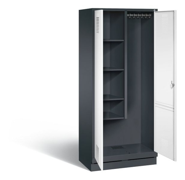 C+P Putzmittel-Spind Evolo, H1800xB810xT500mm, Farbe: Schwarzgrau / Verkehrsweiß, 48120-02 S10166