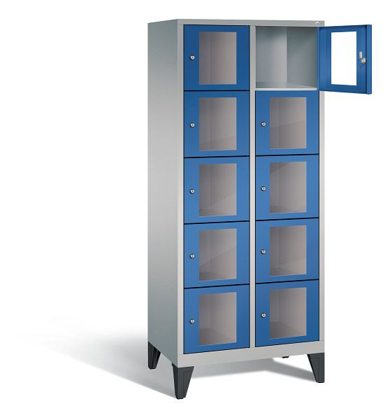 C+P Schließfachschrank Classic, H1850xB810xT500mm, Farbe: Weißaluminium / Enzianblau, 8010A225 S10010