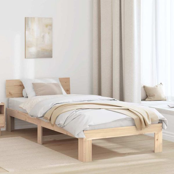 vidaXL Bettgestell mit Kopfteil Braun 80 x 200 cm Massivholz Kiefer, 872671