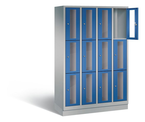 C+P Schließfachschrank Classic, H1800xB1190xT500mm, Farbe: Weißaluminium / Enzianblau, 8020A403 S10010