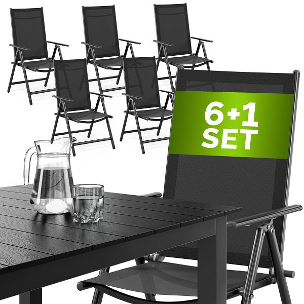 casaria Garten-Sitzgruppe Bern 7-tlg Anthrazit Alu WPC, 994590