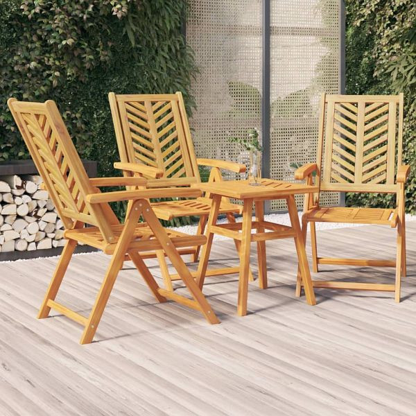 vidaXL Gartenstühle Verstellbar 3 Stück Massivholz Akazie, 362232