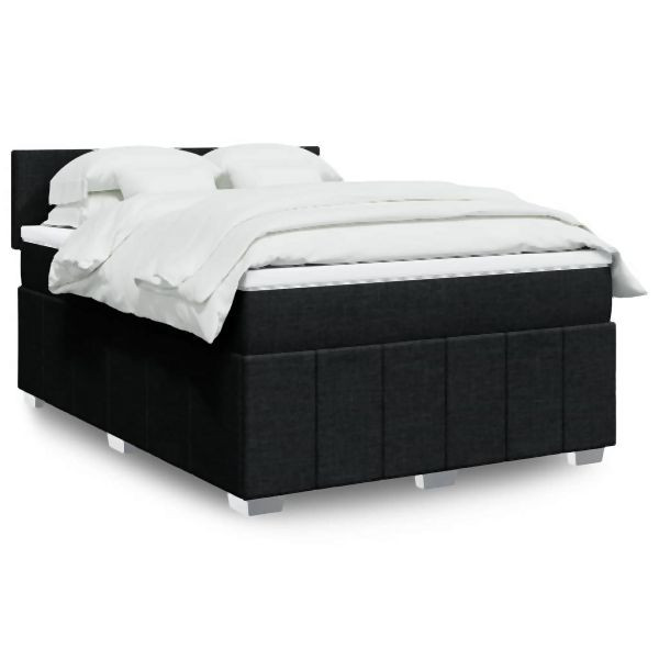 vidaXL Boxspringbett mit Matratze Schwarz 140x190 cm Stoff, 3289358