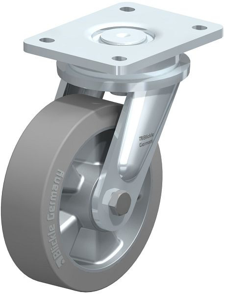 Blickle LO-ALEV 160K-SG Stahlgeschweißte Schwerlast-Lenkrolle, Elastik-Vollgummi, Grau, 735035