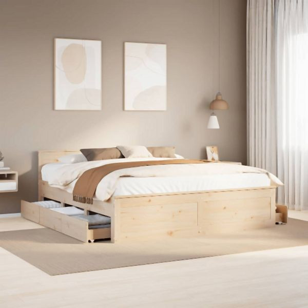 vidaXL Massivholzbett ohne Matratze mit Kopfteil 180x200 cm, 3308756