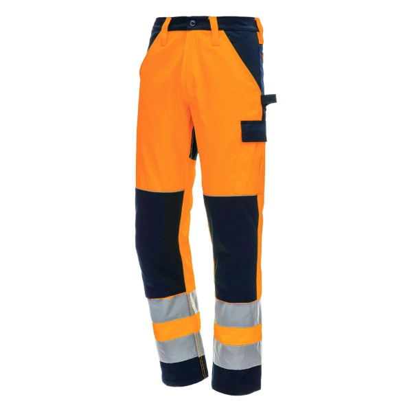 NITRAS MOTION TEX VIZ, Warnschutz - Arbeitshose, Bundhose, Größe: 42, Farbe: neonorange/marineblau, VE: 10 Stück, 7571-4121-42