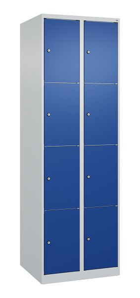 C+P Schließfachschrank Classic PLUS, 2 Abteile mit je 4 Fächern, 1850x600x500mm, 7035/5010, 080000-204 S10003