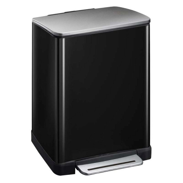 STEIN HGS E-Cube Recycling Treteimer, schwarz, edelstahl, matt, 28 + 18 Liter, 83996.0006