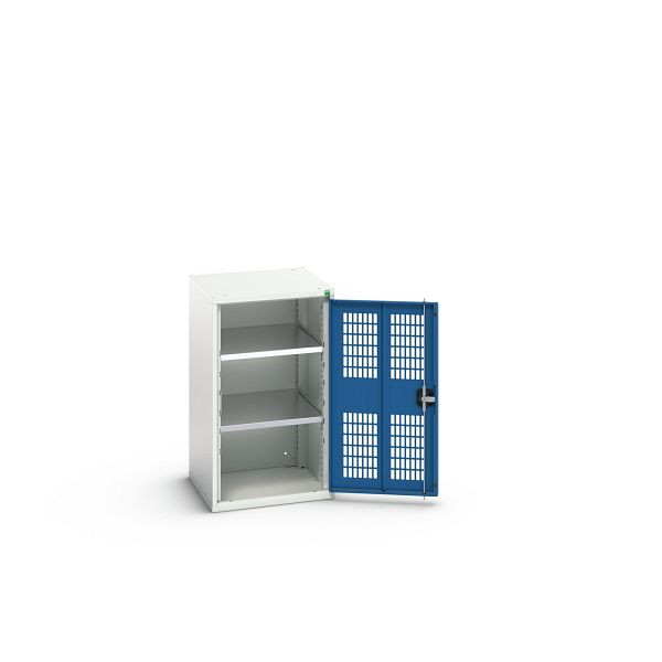 bott verso Flügeltürschrank mit Belüftung, mit 2 Fachböden, BxTxH: 525 x 550 x 900 mm, Lichtgrau / Enzianblau, 16926721.11