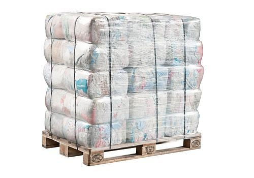 DENIOS Putzlappen Frottee bunt, 1 Palette, 30 Presswürfel à 10 kg, 285747