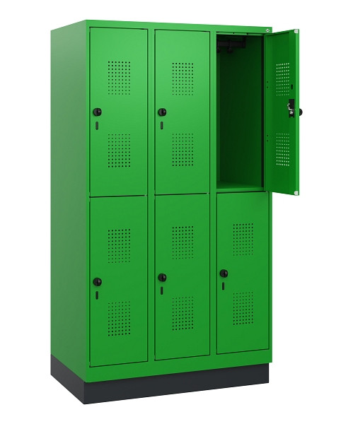 C+P Doppelstöckiger Spind Evolo PLUS, Sockel, 6 Fächer, 1630x900x500mm, 6037/603, Drehriegel, 0493205-30 S10036