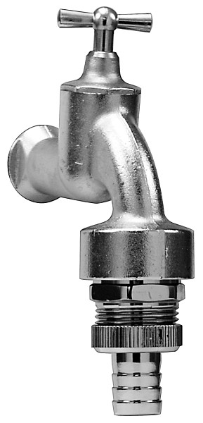 Benkiser Auslaufventil 3/4 Zoll mit Knebelgriff, Schlauchverschraubung 1 Zoll, matt verchromt, Rohrbelüfter, 7203495
